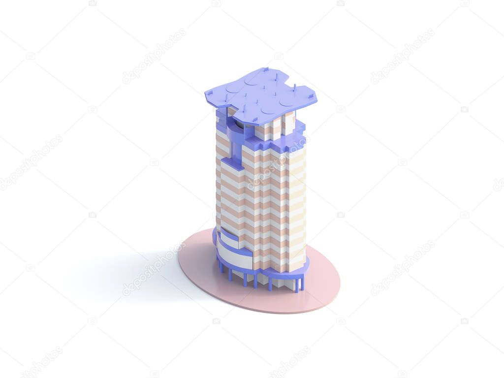 Isometric office building - 3d render