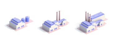 Isometric set Industrial Factory Building - 3D render