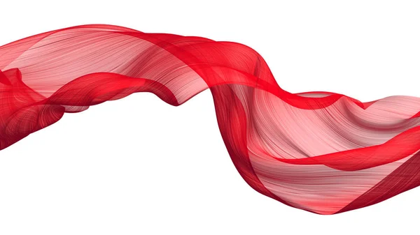 Onda de pano de fluxo de tecido, Têxtil voador de seda de ondulação vermelha, rende 3d — Fotografia de Stock