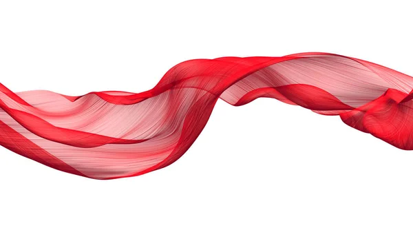 Tecido Onda de pano de fluxo, Têxtil de voo de seda de ondulação vermelha, 3d re — Fotografia de Stock
