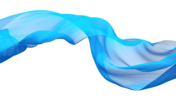 Céu-azul onda de pano de fluxo de tecido, acenando seda voando têxtil, 3d — Fotografia de Stock