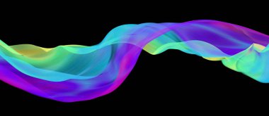 Siyah renk arka planda parlak dalga kumaş şekli