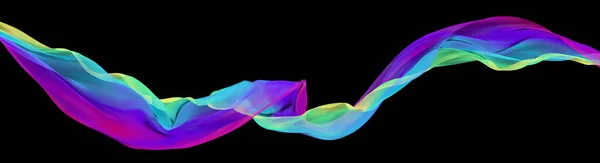 O poster colorido moderno, fluxo longo dinâmico da onda da cor, 3D rende — Fotografia de Stock
