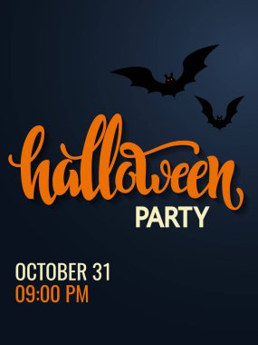 Cadılar Bayramı partisi poster. Yazı 