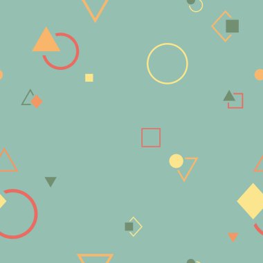 Memphis tarzı soyut seamless modeli. Renkli geometrik tasarım. Vektör çizim