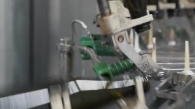 Fabrika otomatik konveyör Kemer yıkanabilir yeşil şişeler yakın. Şampanya veya şarap üretimi