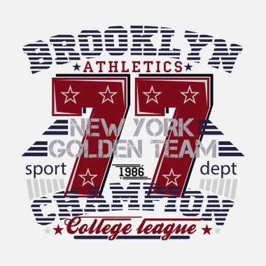 t-shirt New York Brooklyn, spor giyim, spor tipografi amblemi