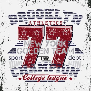 t-shirt New York Brooklyn, spor giyim, spor tipografi amblemi