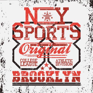 t-shirt New York Brooklyn, spor giyim, spor tipografi amblemi