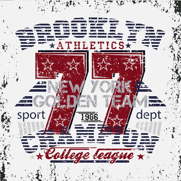 t-shirt New York Brooklyn, spor giyim, spor tipografi amblemi