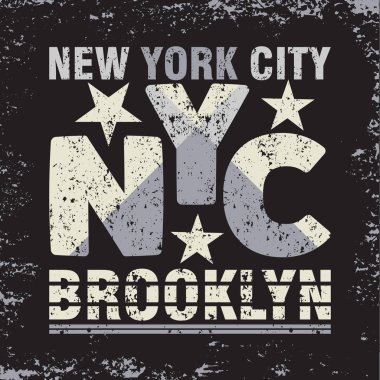 t-shirt New York Brooklyn, spor giyim, spor tipografi amblemi