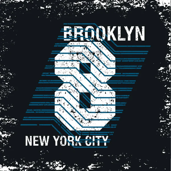 Tipografia de Nova Iorque, t-shirt Brooklyn, design gráfico —  Vetores de Stock