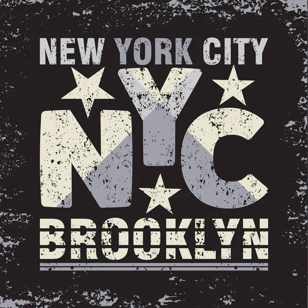 Camiseta New York Brooklyn, ropa deportiva, emblema de tipografía deportiva — Archivo Imágenes Vectoriales