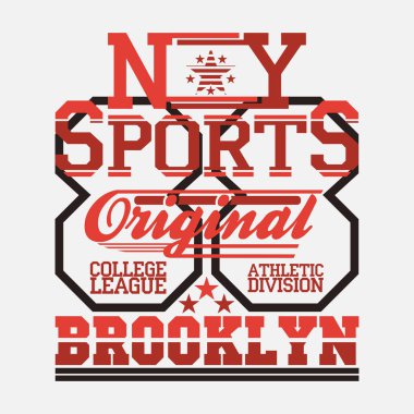 t-shirt New York Brooklyn, spor giyim, spor tipografi amblemi, t-shirt damga grafik, vintage tee baskı, atletik giyim tasarım
