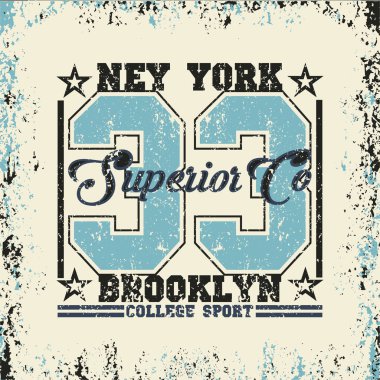 t-shirt, Nyc vintage grafiği, özgün spor amblemi, grafik baskı etiket spor