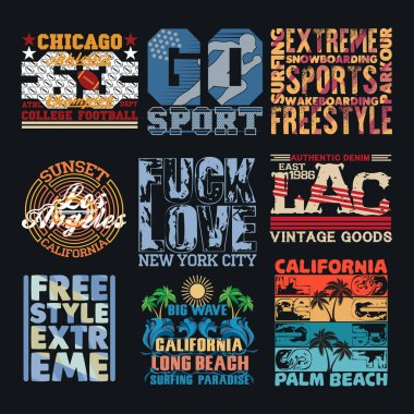set spor tipografi, t-shirt nyc, tasarım grafik, baskı adam giyim, orijinal tasarım