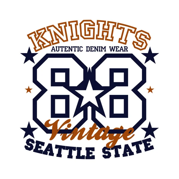 T-shir Knight, original sport, college sport, vintage T-shirt inscription typography, graphic design, emblem
