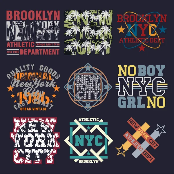 set spor tipografi, t-shirt nyc, tasarım grafik, baskı adam giyim, orijinal tasarım