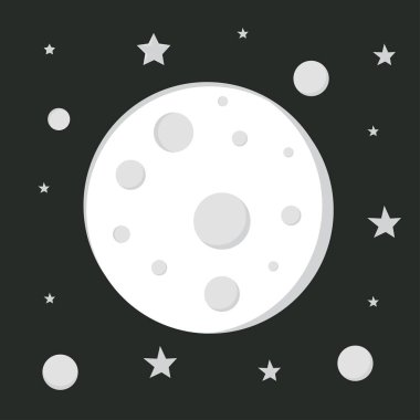 uzayda ay, astronomi uzay, ay işareti, karikatür ay görüntü, bilimsel astronomi çalışma, düz stil, görüntü