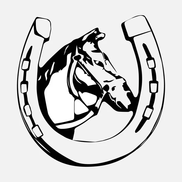 Tête Cheval Dans Icône Fer Cheval Silhouette Cheval Logo Design — Photo