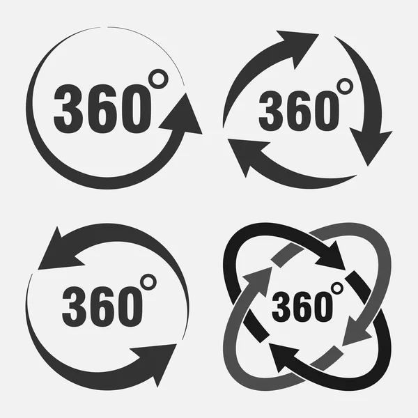 Set Pictogrammen 360 Graden Rotatie Mate Van Rotatie Hoek Indicator — Stockvector