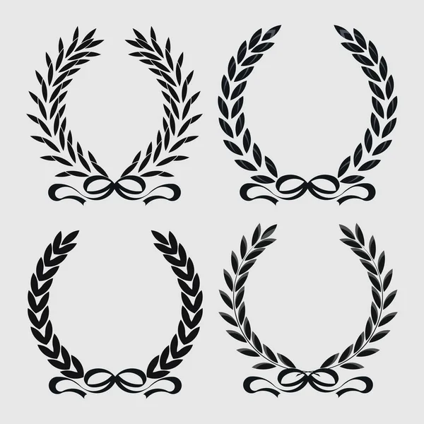 Set Icon Laurel Wreath Spotrs Design Illustration Dark — Stock Photo, Image