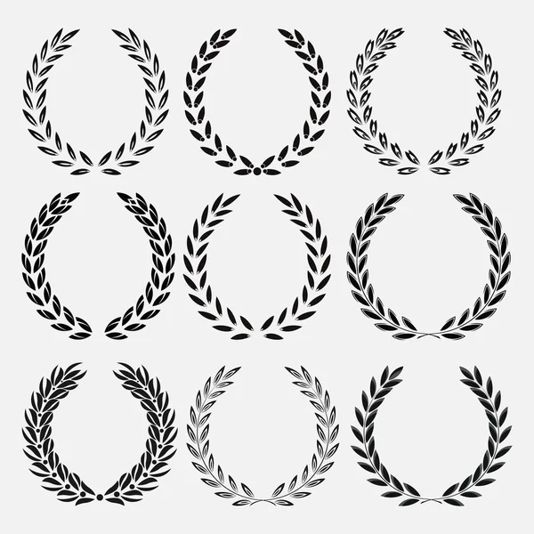 Set Icon Laurel Wreath Spotrs Design Illustration Dark — Stock Photo, Image