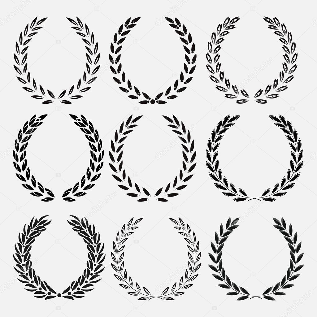 set icon laurel wreath, spotrs design - illustration dark