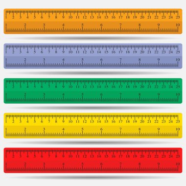 set of rulers, school supplies, drawing, flat style, vector image clipart