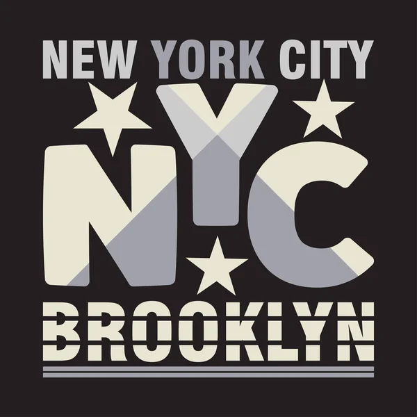 シャツ ニューヨーク ブルックリン スポーツウェア スポーツ タイポグラフィ エンブレム シャツ スタンプ グラフィックス — ストックベクタ