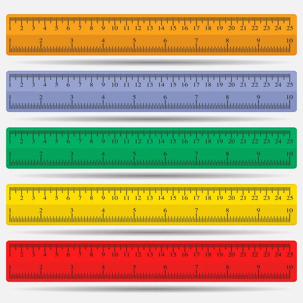 Set Rulers School Supplies Drawing Flat Style Vector Image — Stock Vector