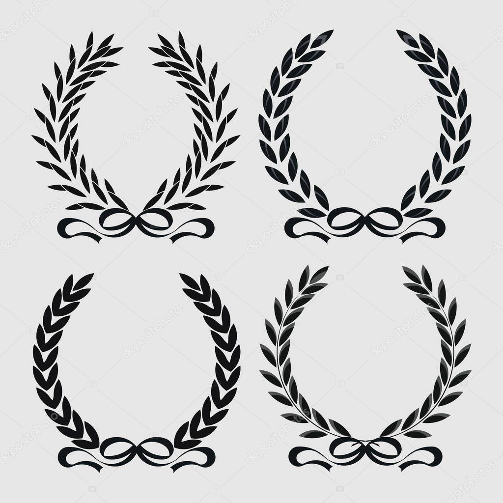 set icon laurel wreath, spotrs design - illustration dark