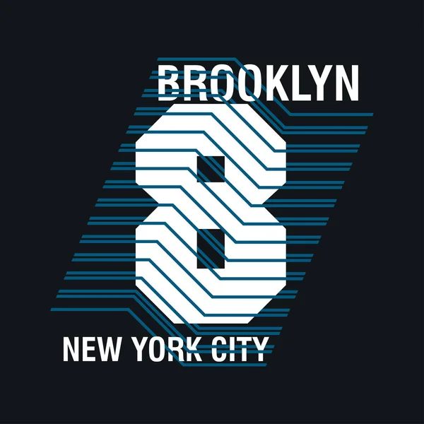 New York Typographie Shirt Brooklyn Graphisme Design Imprimeur Nyc Vêtements — Photo