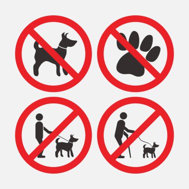 prohibiting signs dog, walking with dogs, with dogs not enter, vector image clipart