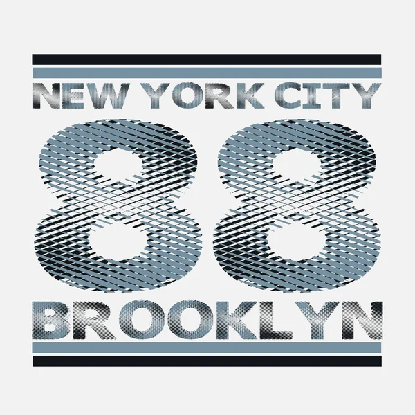 New York Typographie Shirt Brooklyn Graphisme Design Imprimeur Nyc Vêtements — Image vectorielle