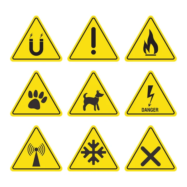 Danger Warning Signs Attention Dangerous Places Situations Vector Image — Stock Vector