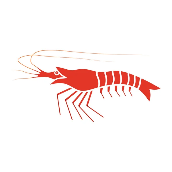 Symbol Garnelen Shrimp Silhouette Emblem Von Fischprodukten Speichern Grafik Design — Stockvektor