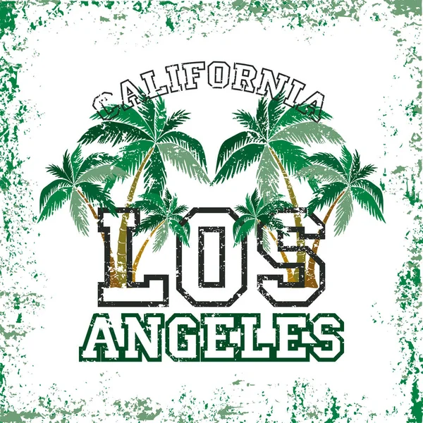Los Angeles Palm Beach Emblem För Typografi Stämpel California Shirt — Stock vektor