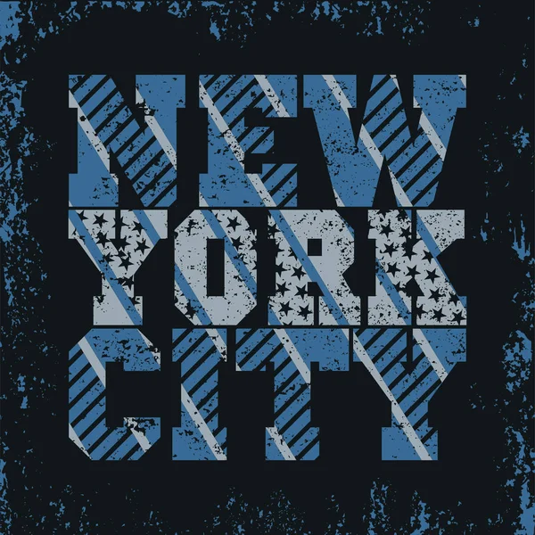 New York Typography Shirt Manhattan Design Graphic Printing Man Nyc — Stock Vector