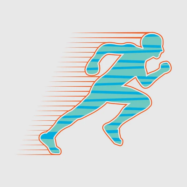 Image Runner Athlete Silhouette Sprinter Winner Flat Style Vector Image — Stock Vector