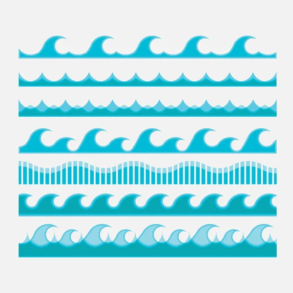 Dizi Vektör Simgeler Mavi Dalgalar Dalgaları Düz Stil Vektör Görüntü — Stok Vektör