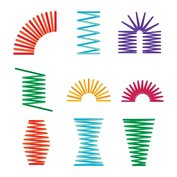 Jeu Ressorts Métalliques Spirale Colorée Fil Flexible Matériau Élastique Image — Image vectorielle