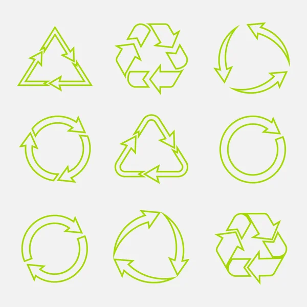 recycling symbol of ecologically pure funds, set of arrows, green vector collection vector image