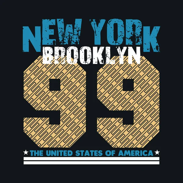 New York Typography Shirt Brooklyn Design Graphic Printing Man Nyc — Stock Vector