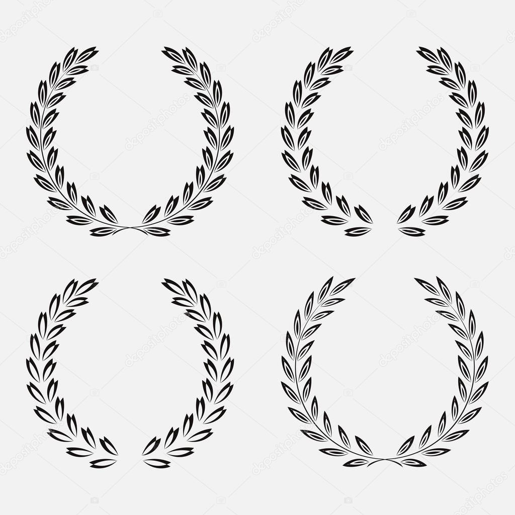 set icon laurel wreath, spotrs design - vector illustration Black