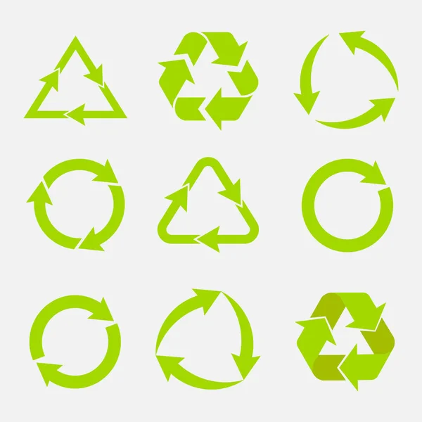 Recycling Symbol Für Ökologisch Reine Fonds Reihe Von Pfeilen Grünes — Stockvektor