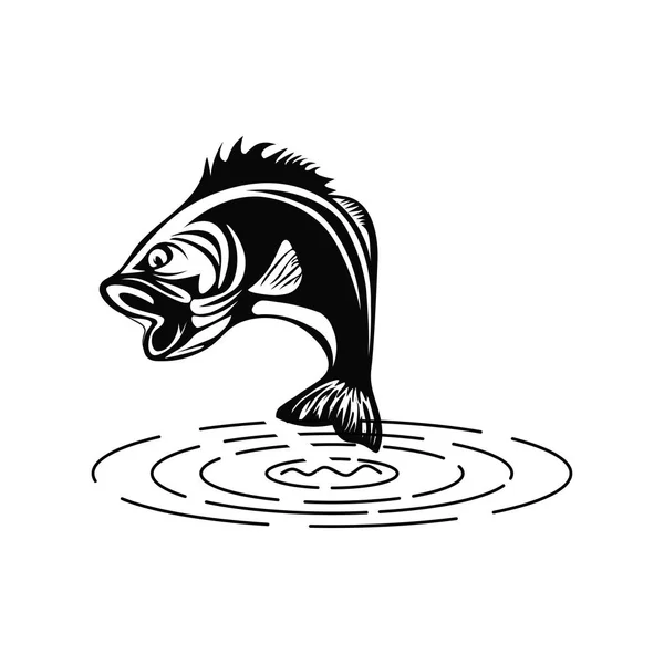 Logo Fische springen aus Fisch, Symbol eines Angelgeschäfts — Stockvektor