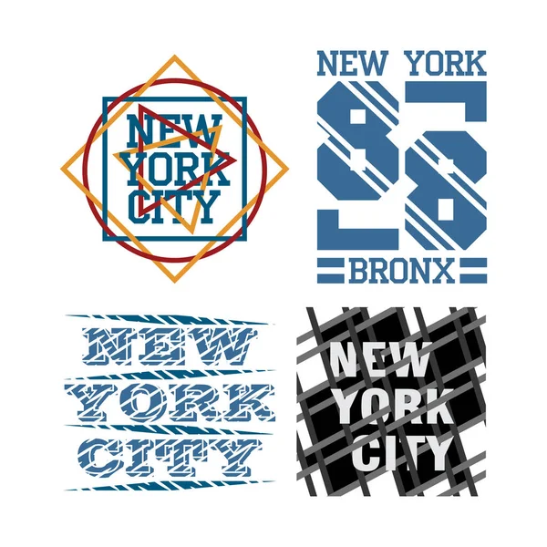 Set Shirt New York City Vêtements Sport Emblème Typographie Sport — Image vectorielle