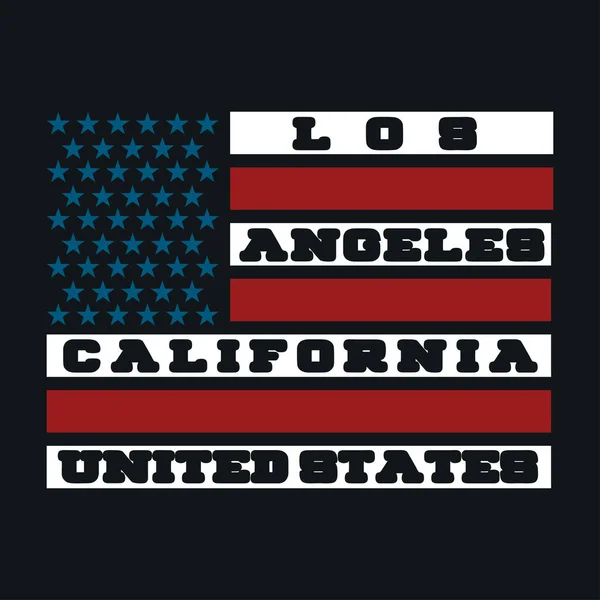Los Ageles, Califórnia uma casa de impressão com uma bandeira americana, moda camisa — Vetor de Stock