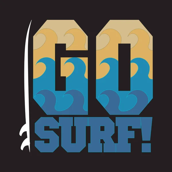 Ir a surfear, Miami Beach, Florida surf camisetas, camiseta inscripción — Vector de stock